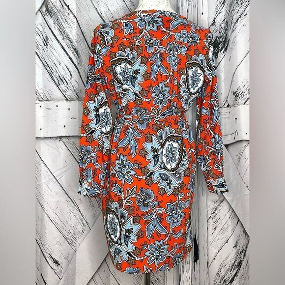 LOFT Coral Floral Shirt Dress Half Button Tie Belt PS - Picture 3 of 9